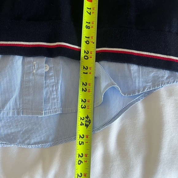 Tommy Hilfiger Navy V-Neck Sweater with Red and White Accents - Picture 5 of 5